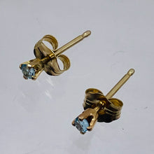 Load image into Gallery viewer, Blue Zircon 14K Gold Earrings Stud Round | 2mm | Blue | 1 Pair |
