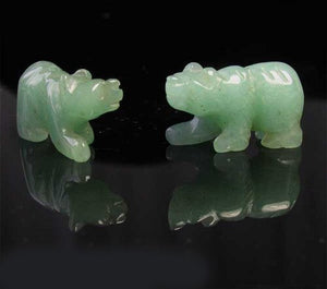 Roar 2 Hand Carved Natural Aventurine Bear Beads 9252AV | 13x18x7mm | Green - PremiumBead Primary Image 1