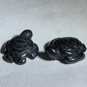 Throbbing 2 Carved Hematite Sea Turtle Beads | 23x18x8mm | Gunpowder - PremiumBead Primary Image 1