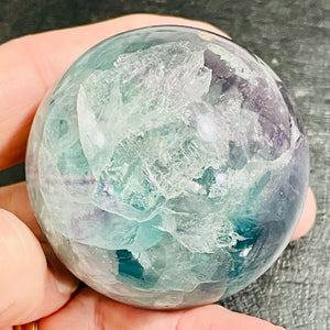 Fluorite Scry Meditation Sphere Round | 2 1/2" | Green/Clear | 1 Sphere |