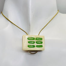 Load image into Gallery viewer, Mahjong Bamboo Rectangle Tile Pendant Bead | 25x17x9mm | Green White | 1 Bead |
