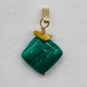 Malachite 8mm 14K Gold Filled Drop/Dangle | 1" Long | Green | 1 Pendant |