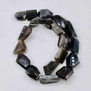 Grey Moonstone 80g Faceted Nugget Beads Strand | 15 1/2" | Black Green | 19 |