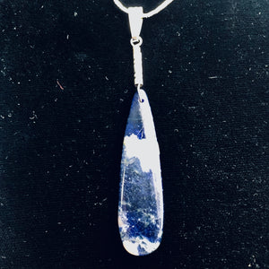 Sodalite Sterling Silver Teardrop | 3" Long | Blue/White | 1 Pendant |