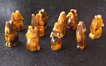 Load image into Gallery viewer, Howling New Moon 2 Carved Tiger&#39;s Eye Wolf Coyote Beads | 21x11x8mm | Golden Brown - PremiumBead Alternate Image 9
