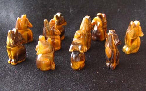 Howling New Moon 2 Carved Tiger's Eye Wolf Coyote Beads | 21x11x8mm | Golden Brown - PremiumBead Alternate Image 9