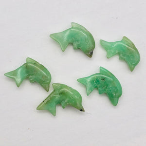 Semi Precious Stone Leaping Carved Dolphin Beads for Jewelry Making Chrysoprase - PremiumBead Primary Image 1
