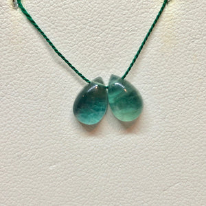 Rare 2 Seafoam Fluorite Pear Briolette Beads 9989 - PremiumBead Primary Image 1