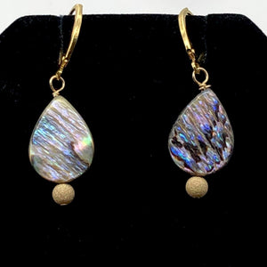 Abalone 14K Gold Filled Drop Earrings | 1 1/2" Long | Pink Blue |
