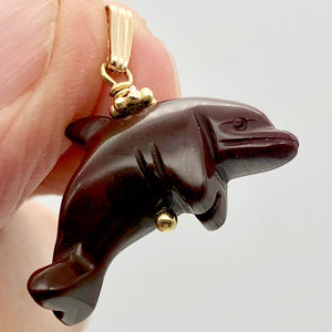 Jasper Dolphin Pendant Necklace | Semi Precious Stone Jewelry | 14k gf Pendant - PremiumBead Alternate Image 3
