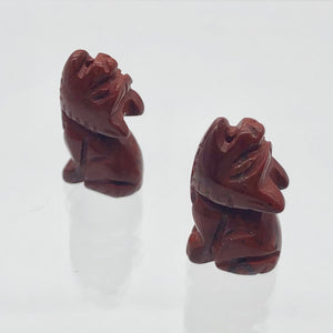 New Moon 2 Carved Red Jasper Wolf Coyote Beads | 21x11x8mm | Red - PremiumBead Alternate Image 2
