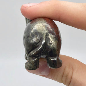Hematite and Jasper Hippopotamus Figurine | 60x38x24mm | Graphite/Red | 89.9g - PremiumBead Alternate Image 7