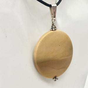 Natural Golden Mookaite Coin w/ Sterling Silver Pendant | 36mm | 2.19" Long - PremiumBead Alternate Image 8