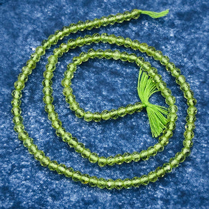 Peridot Faceted Roundel 13" Bead Strand | 4 mm | Green | 130 Beads | 13" |