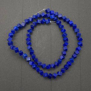 Exclusive Lapis Diagonal Drill Cube Bead Strand 108883