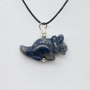 Sodalite Triceratops Dinosaur with Sterling Silver Pendant 509303SDS | 22x12x7.5mm (Triceratops), 5.5mm (Bail Opening), 7/8" (Long) | Blue - PremiumBead Primary Image 1