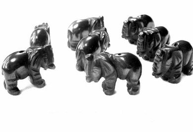 Wild 2 Hand Carved Hematite Elephant Beads | 22.5x21x10mm | Silver black - PremiumBead Primary Image 1