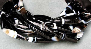 2 Beads of Black & White Sardonyx 3-Sided 40x10mm Tube Beads 005983 - PremiumBead Alternate Image 4