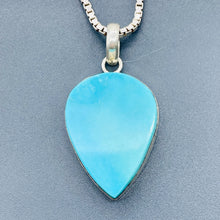 Load image into Gallery viewer, Turquoise Sterling Silver Native Pendant | 2&quot; Long | Blue/Silver |1 Pendant
