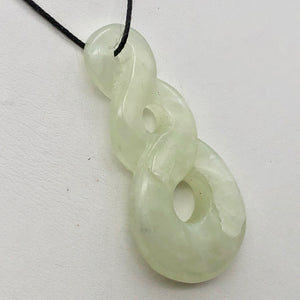 Hand Carved Natural Serpentine Infinity Pendant with Simple Black Cord 10821D - PremiumBead Alternate Image 2