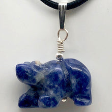 Load image into Gallery viewer, Roar! Hand Carved Natural Sodalite Bear Sterling Silver Pendant - PremiumBead Primary Image 1
