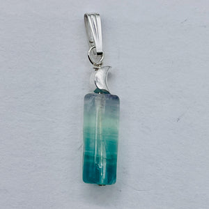 Fluorite Sterling Silver Drop/Dangle Pendant | 1" Long | Blue | 1 Pendant |