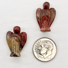 Load image into Gallery viewer, Hand Carved Brecciated Jasper Guardian Angel Figurine | 21x14x8mm | Red Brown
