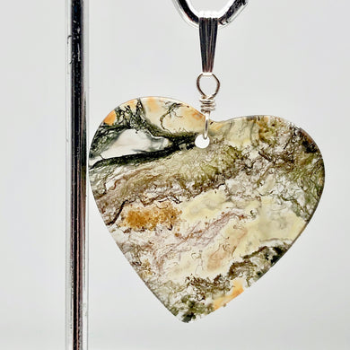 Limbcast Agate Agate Valentine Heart Silver Pendant | 29x30x2mm | Moss Green | - PremiumBead Primary Image 1