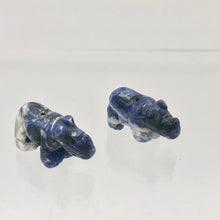 Load image into Gallery viewer, 2 Blue Rhino Hand Carved Rhinoceros Sodalite Beads | 20x13x8mm | Blue/White/Grey - PremiumBead Primary Image 1
