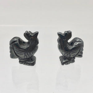 2 Cute Carved Hematite Rooster Beads | 21x16x7.5mm | Graphite - PremiumBead Primary Image 1