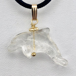 Quartz Dolphin Pendant Necklace | Semi Precious Stone Jewelry | 14k Pendant - PremiumBead Primary Image 1