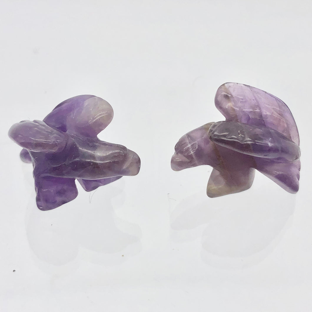 2 Soaring Carved Amethyst Eagle Beads | 20.5x16x11.5mm | Purple/Grey - PremiumBead Primary Image 1