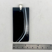 Load image into Gallery viewer, Sardonyx Agate &amp; Sterling Silver Pendant | 65x30x5mm | Black | Rectangle | - PremiumBead Alternate Image 4
