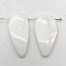 Load image into Gallery viewer, Mother of Pearl Pendant Beads |28x12x5-35x16x4.5mm | White | Pendant | 2 bds | | 28x12x5-35x16x4.5mm | White |  Bead(s) - PremiumBead Alternate Image 2
