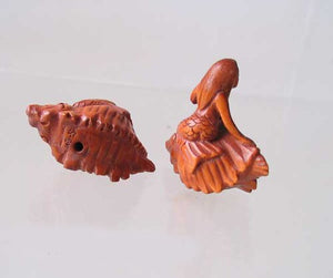 Hand Carved Boxwood Mermaid & Nautilus Ojime/Netsuke Bead - PremiumBead Alternate Image 2