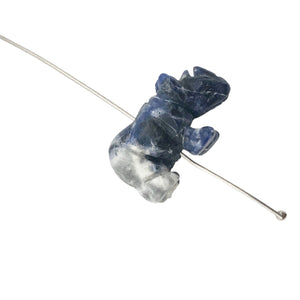 Adorable Sodalite Carved Blue Rhino Figurine Worry Stone | 20x13x8mm | Blue White