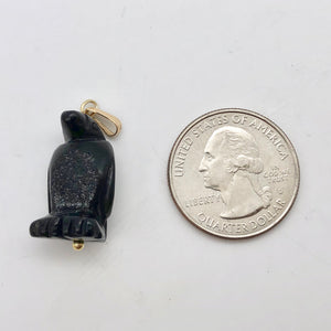 Tuxedo Obsidian Penguin 14K Gold Filled Pendant, Black and White 509273OBG - PremiumBead Alternate Image 4