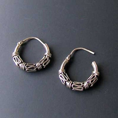 Exotic! Sterling Silver Hinged 17mm Hoop Earrings 10125 - PremiumBead Primary Image 1