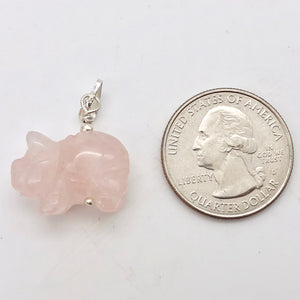 Piggie! Rose Quartz Pig Solid Sterling Silver Pendant 509274RQS - PremiumBead Alternate Image 7