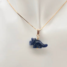 Load image into Gallery viewer, Sodalite Triceratops Dinosaur with 14K Gold-Filled Pendant 509303SDG - PremiumBead Alternate Image 9
