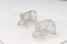 Load and play video in Gallery viewer, 2 Hand Carved Natural Quartz Bear Beads | 20x13x9.5mm | Clear
