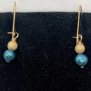 Sparkling Blue Freshwater Pearl and 14K Gf Drop/Dangle Earrings | 1 inch | - PremiumBead Alternate Image 3