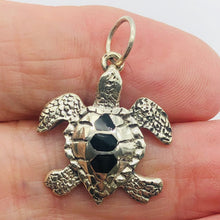Load image into Gallery viewer, Turtle in Sterling Silver with Onyx Accent Pendant | 1 1/4&quot; Long | Silver |

