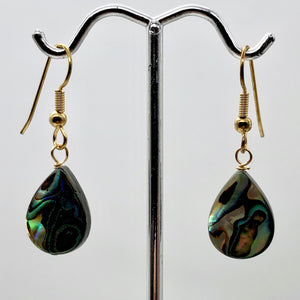 Abalone 14K Gold Filled Drop Earrings | 1 1/2" Long | Blue Silver |