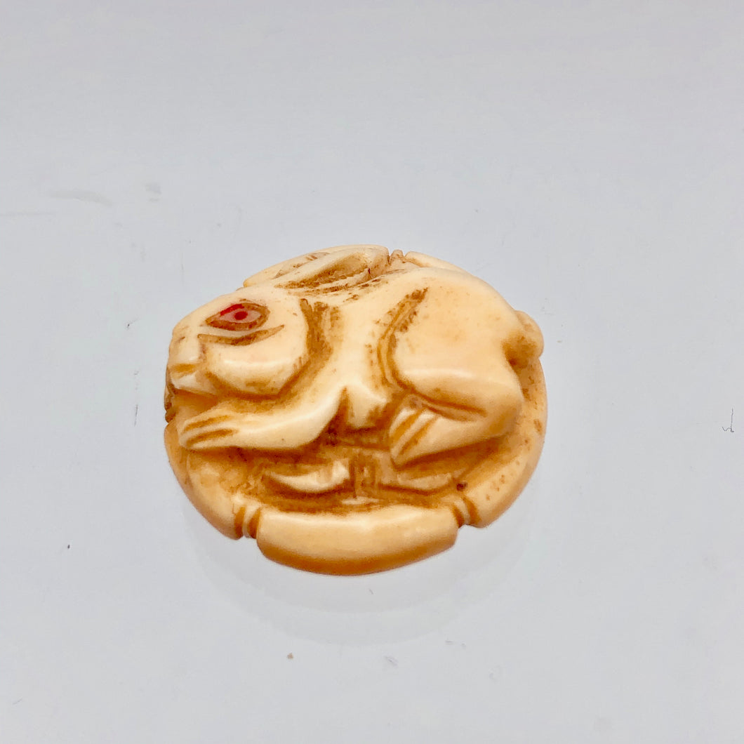 Hand Carved Bunny Rabbit Waterbuffalo Bone Bead | 1 Bead | 20x9mm | 8626 - PremiumBead Primary Image 1