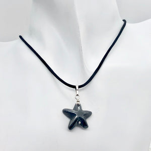 Hematite Starfish Pendant Necklace | Semi Precious Stone | Silver Pendant | - PremiumBead Alternate Image 3