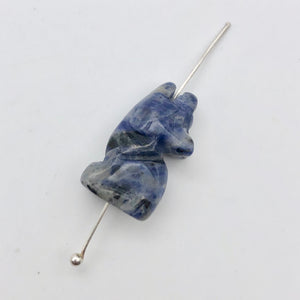 Howling New Moon 2 Carved Sodalite Wolf / Coyote Beads | 21x11x8mm | Blue white - PremiumBead Alternate Image 3