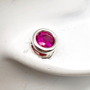 July Birthstone! Round 5mm Created Red Ruby & 925 Sterling Silver Stud Earrings - PremiumBead Alternate Image 3