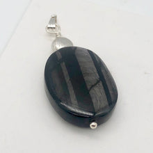 Load image into Gallery viewer, Hypersthene Sterling Silver Pendant |1 3/4 inch long | Silver-black | Oval | - PremiumBead Alternate Image 2
