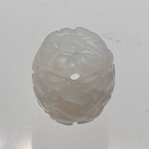 Jade AAA Carved Barrel Bead | 16x14mm | White | 1 Bead |